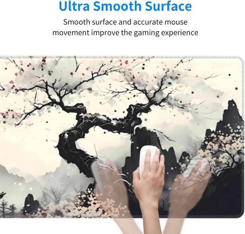 Brecoy Extended Gaming Mouse Pad, Large Gaming Mouse Waterproof with Stitched Edges, Non-Slip Desktop Pad for Home and Office, Level Up Your 31.5x11.8 Inch… (wash Painting) - Image 4